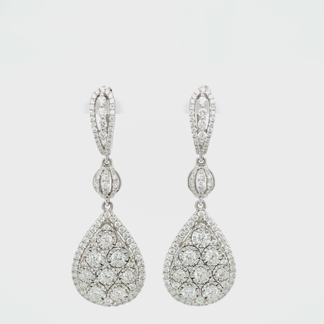 Pear Halo Illusion Dangling Earrings