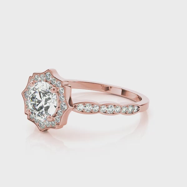 Round Diamond Magnolia Engagement Ring
