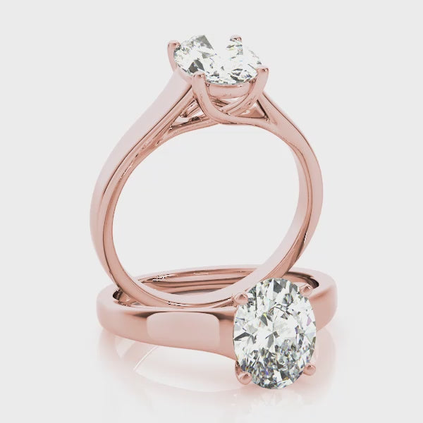 Wide Trellis Oval Engagement Ring