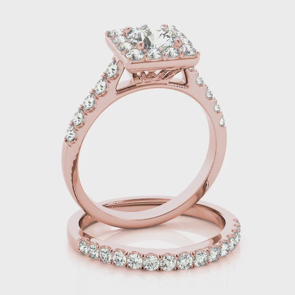 Princess Tulip Halo Round Engagement Ring