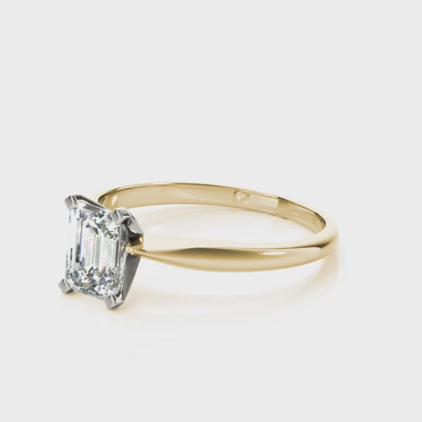 Knife Edge Solitaire Emerald Cut Engagement Ring