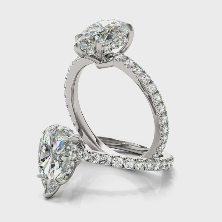 Pear Hidden Halo Engagement Ring