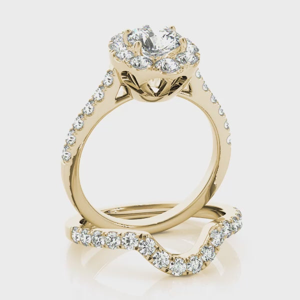 Oval Tulip Halo Round Engagement Ring