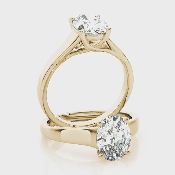 Wide Trellis Oval Engagement Ring