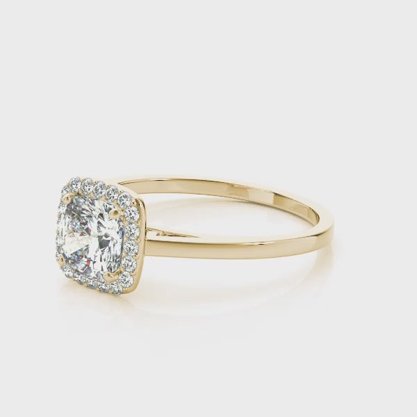 Simple Halo Cushion Cathedral Engagement Ring