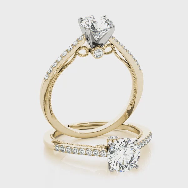 Ribbon Peekaboo Cathedral Round Engagement Ring