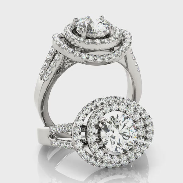 Double Floating Halo Cathedral Engagement Ring