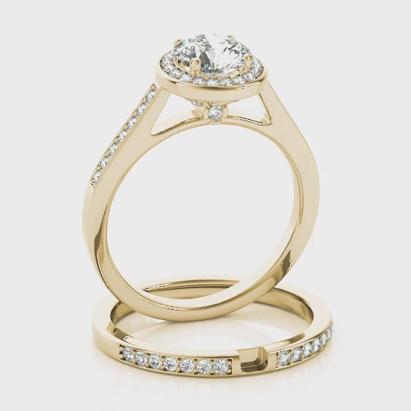 Halo Cathedral Round Engagement Ring