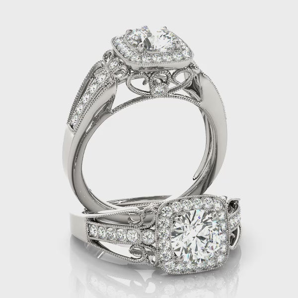Vintage Halo Pavé Engagement Ring