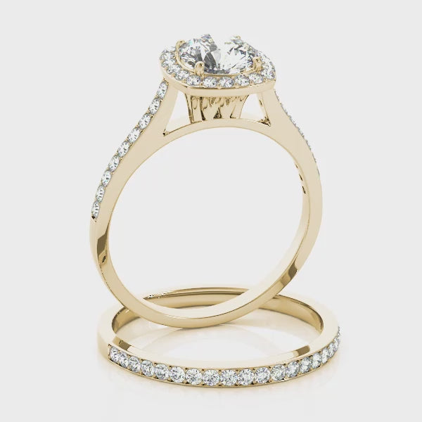 Square Halo Artsy Cathedral Pavé Round Engagement Ring
