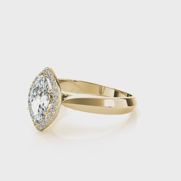 Marquise Halo Solitaire Diamond Engagement Ring