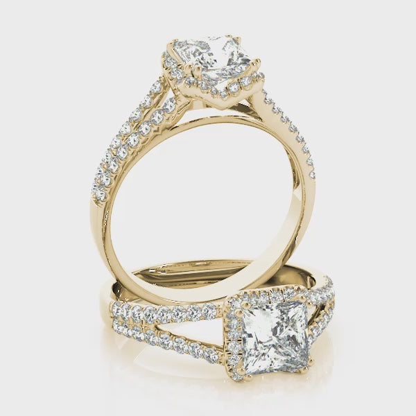 Float Halo Split Shank Princess Cut Engagement Ring