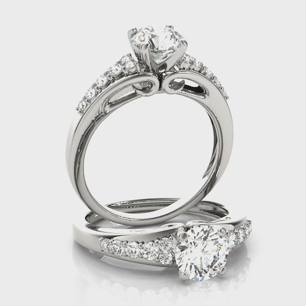 Vintage Reverse Tapered Round Diamond Engagement Ring