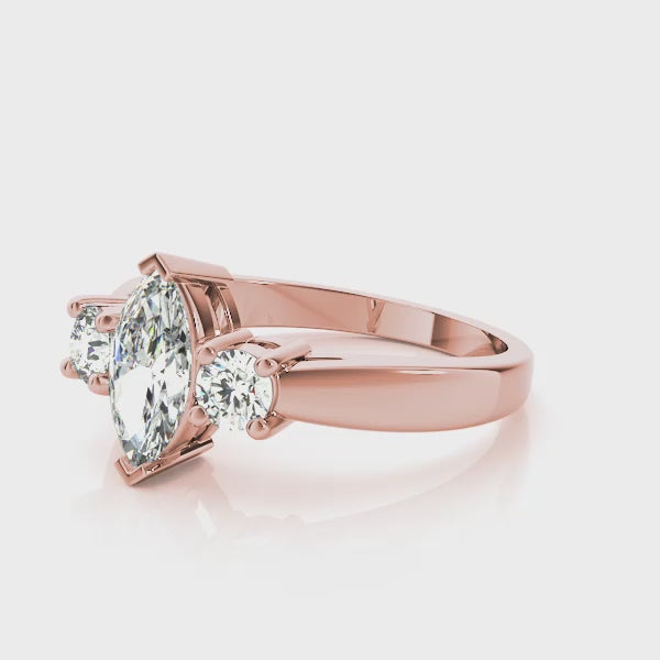Marquise Three-Stone Diamond Engagement Ring