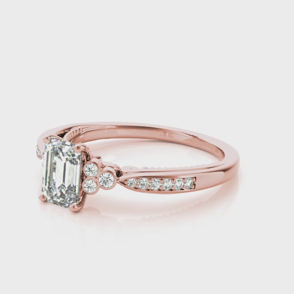 Vintage Tapered Emerald Cut Engagement Ring