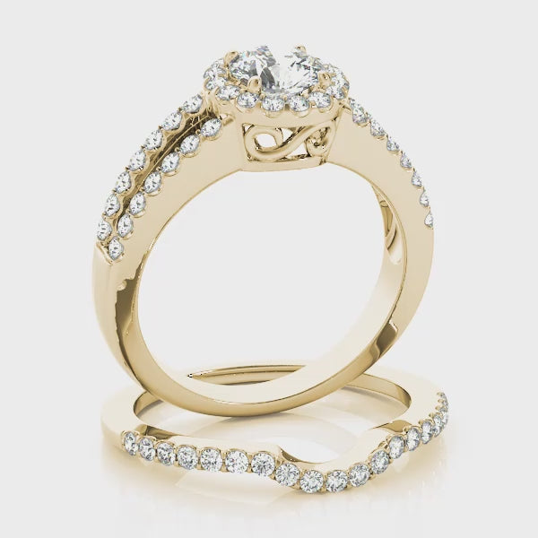 Open Split Shank Halo Round Engagement Ring