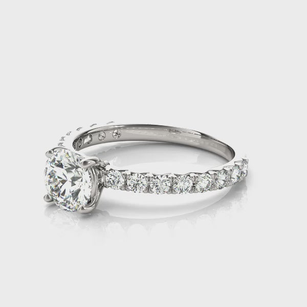 Classic Solitaire Pavé Engagement Ring