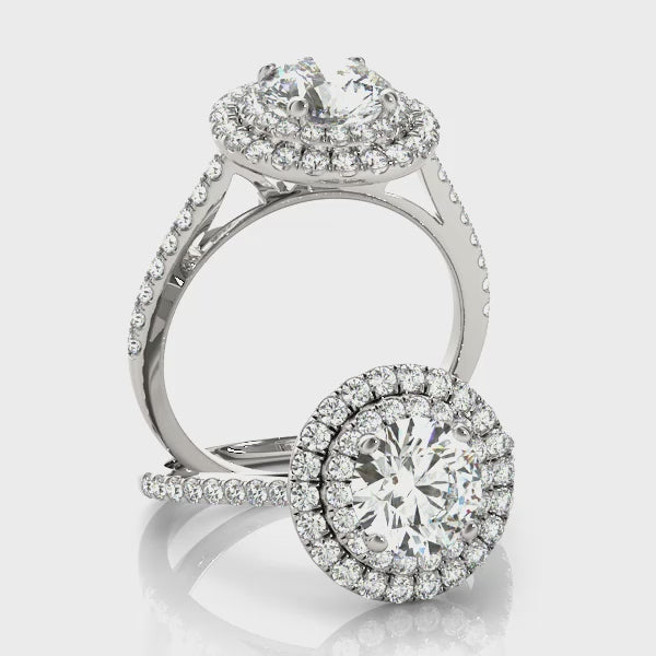 The Signature Double Halo Cathedral Round Engagement Ring
