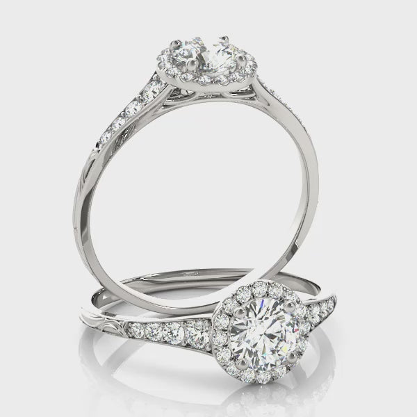 Halo Filigree Round Engagement Ring