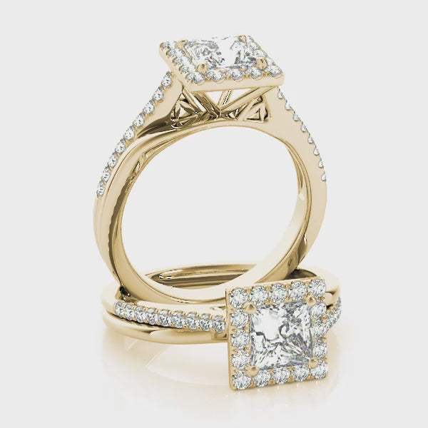 Halo Princess Free Form Pavé Princess Cut Engagement Ring