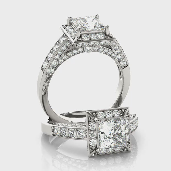 Vintage Style Princess Cut Engagement Ring