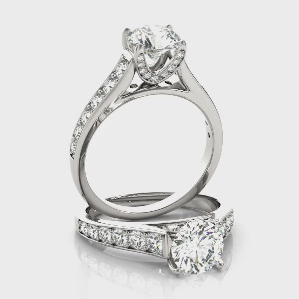 Reverse Tapered Cathedral Pavé Wrap Round Engagement Ring