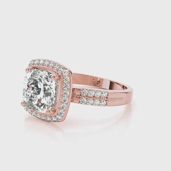 Art Deco Halo Cushion Engagement Ring