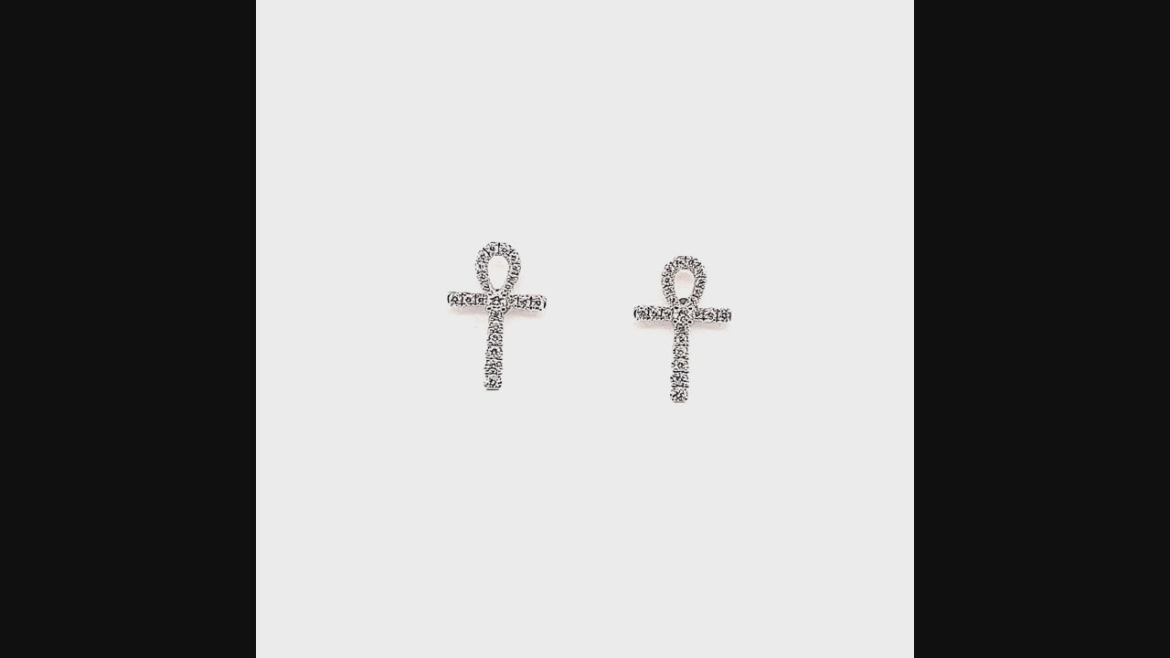 Ankh Diamonds Cross Studs
