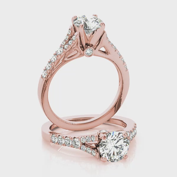 Pavé Split Shank Peekaboo Round Engagement Ring