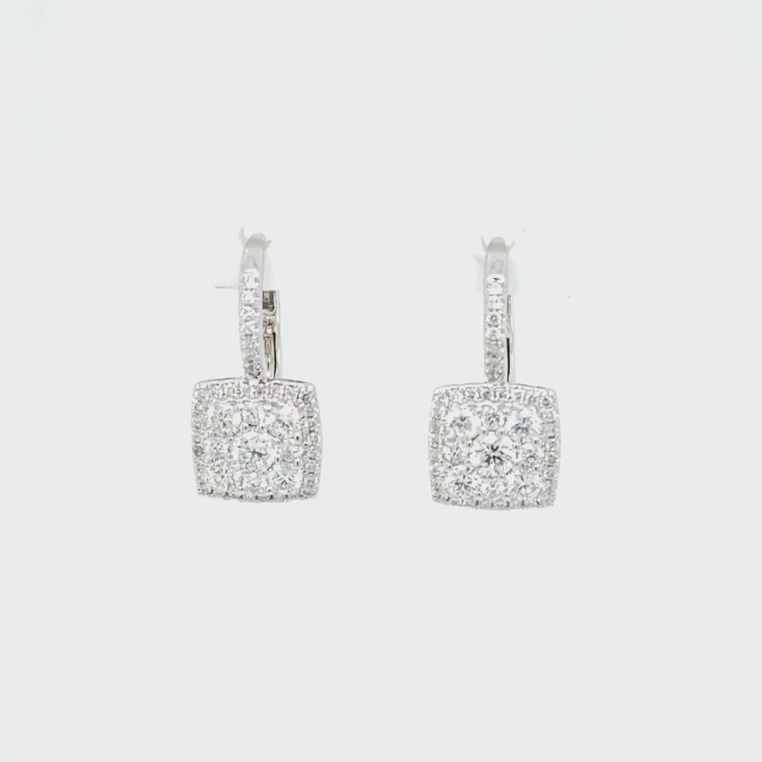 Square Halo Illusion Diamonds Earrings