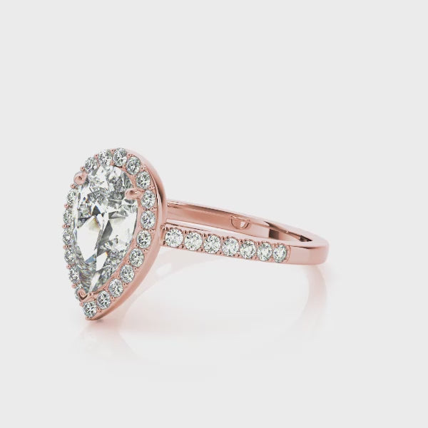 Pear Shape Halo Pavé Cathedral Engagement Ring