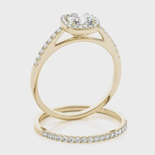 Cushion Halo Cathedral Pavé Engagement Ring