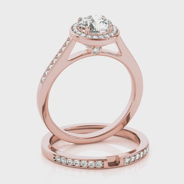 Halo Cathedral Round Engagement Ring