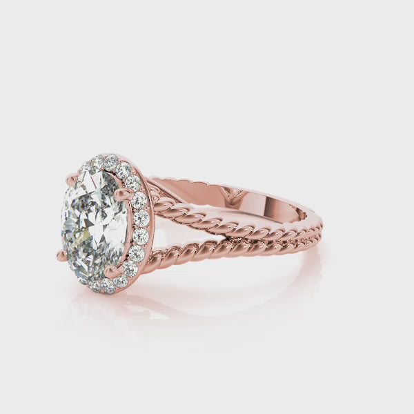 Vintage Twist Rope Split Shank Oval Engagement Ring