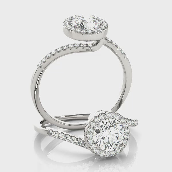 Halo Swirl Diamond Engagement Ring
