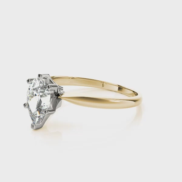 Six Prongs Kinfe Edge Pear Shape Engagement Ring