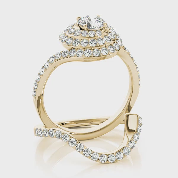 Triple Halo Swirl Round Engagement Ring