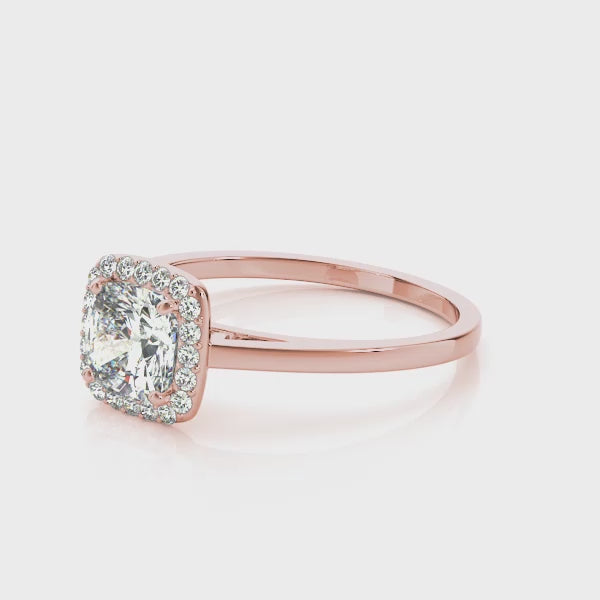 Simple Halo Cushion Cathedral Engagement Ring