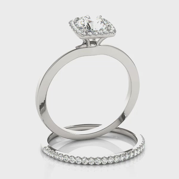 Classy Solitaire Halo Round Diamond Engagement Ring