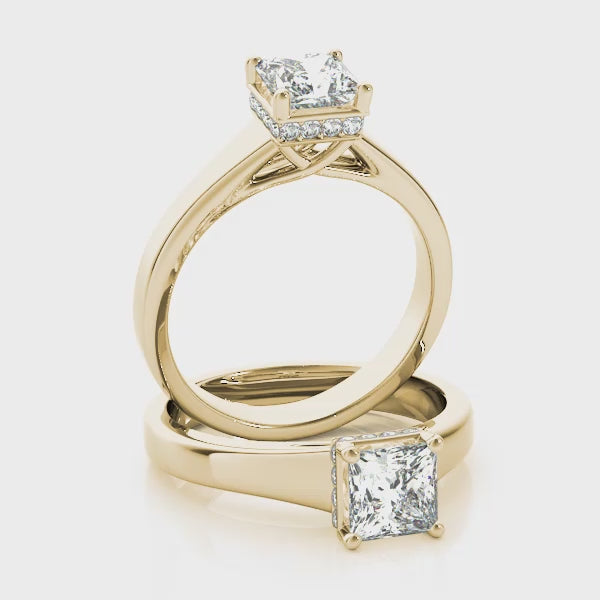 Classic Hidden Halo Princess Cut Engagement Ring