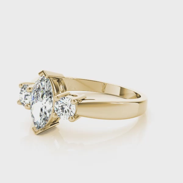 Marquise Three-Stone Diamond Engagement Ring