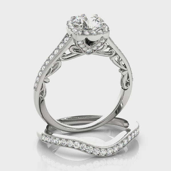 Square Halo Wrapped in Chanel setting Engagement Ring