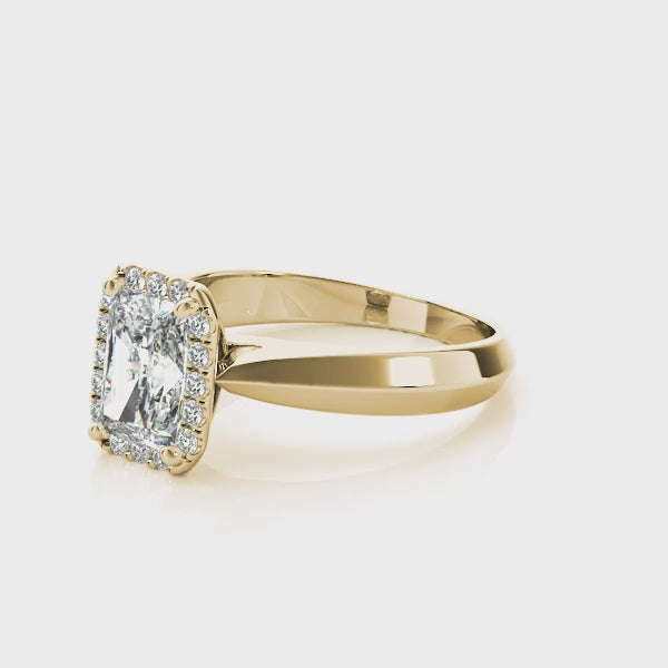 Knife Edge Halo Emerald Cut Engagement Ring