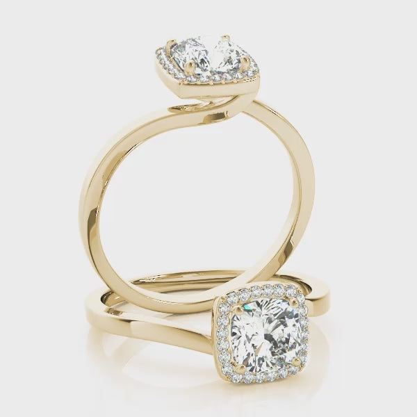 Tension Swirl Halo Cushion Engagement Ring