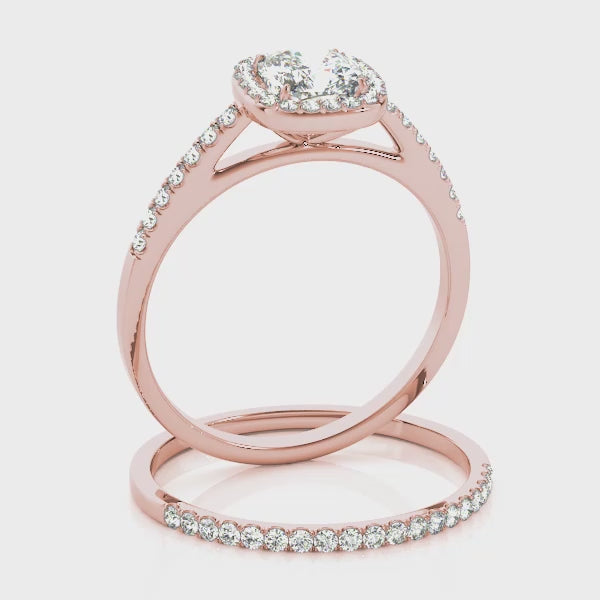 Cushion Halo Cathedral Pavé Engagement Ring