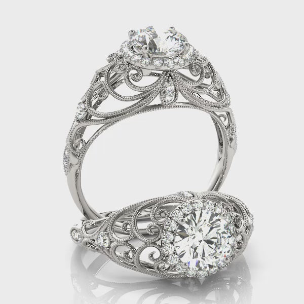 Vintage Halo Engagement Ring
