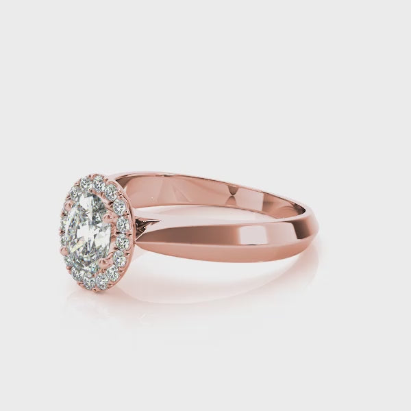 Oval Halo Knife Edge Engagement Ring