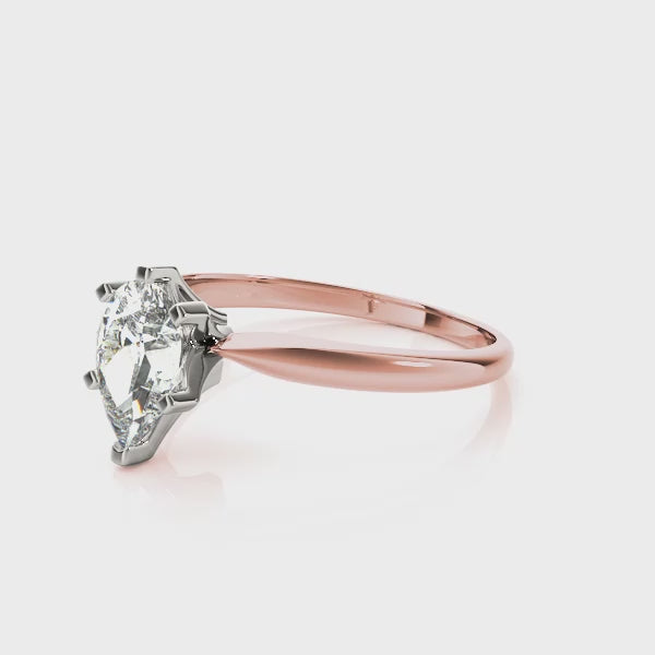 Six Prongs Kinfe Edge Pear Shape Engagement Ring