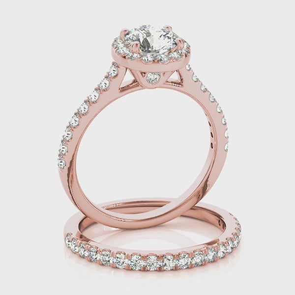 Halo Pavé Cathedral Peek A Boo Round  Engagement Ring