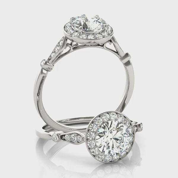 Vintage Halo Round Engagement Ring